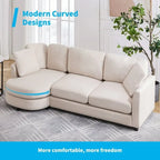 Mixoy Morden Minimalistisches Geschwungenes Ecksofa, Luxuriöses Polster-L-förmiges Sofa mit Chaiselongue – 104,9 cm x 226,1 cm x 80,8 cm