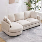 Mixoy Morden Minimalistisches Geschwungenes Ecksofa, Luxuriöses Polster-L-förmiges Sofa mit Chaiselongue – 104,9 cm x 226,1 cm x 80,8 cm