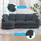 Mixoy Morden Minimalistisches Geschwungenes Ecksofa, Luxuriöses Polster-L-förmiges Sofa mit Chaiselongue – 104,9 cm x 226,1 cm x 80,8 cm