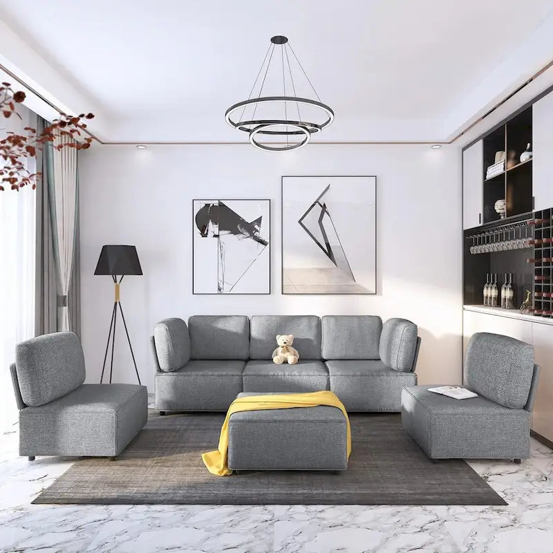 Mixoy Convertible Modular Sleeper Couch with Ottoman