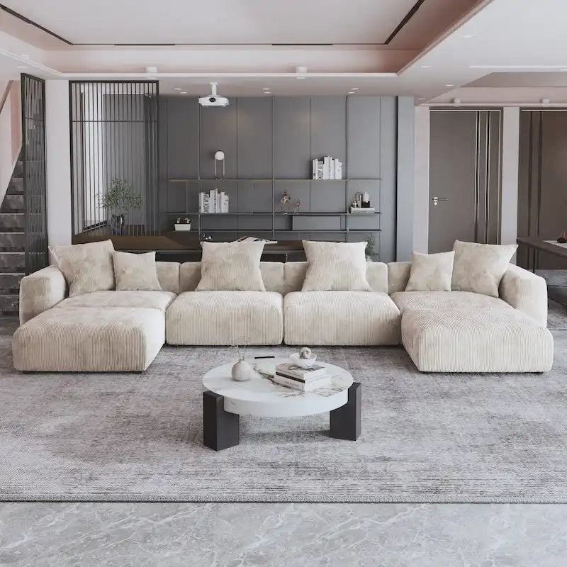 181 U-förmiges, umwandelbares modulares Sektionalsofa mit 2 Ottomanen