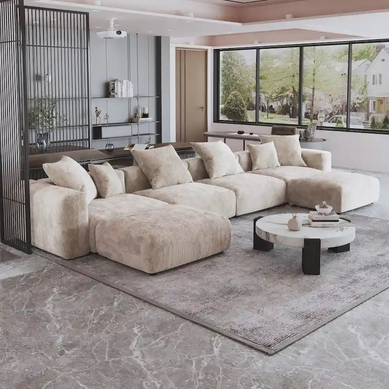 181 U-förmiges, umwandelbares modulares Sektionalsofa mit 2 Ottomanen