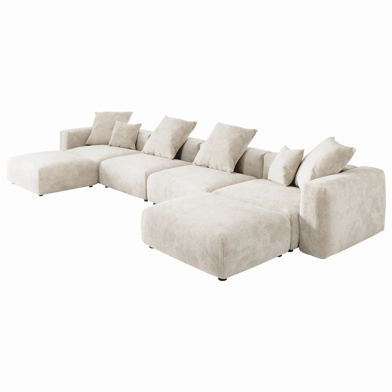 181 U-förmiges, umwandelbares modulares Sektionalsofa mit 2 Ottomanen