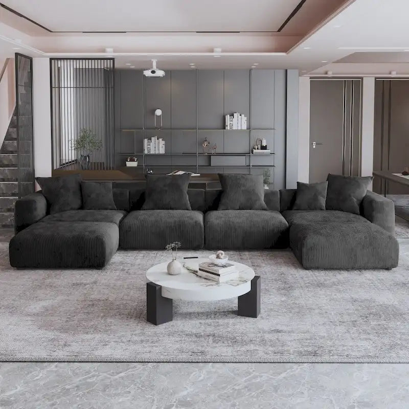 181 U-förmiges, umwandelbares modulares Sektionalsofa mit 2 Ottomanen