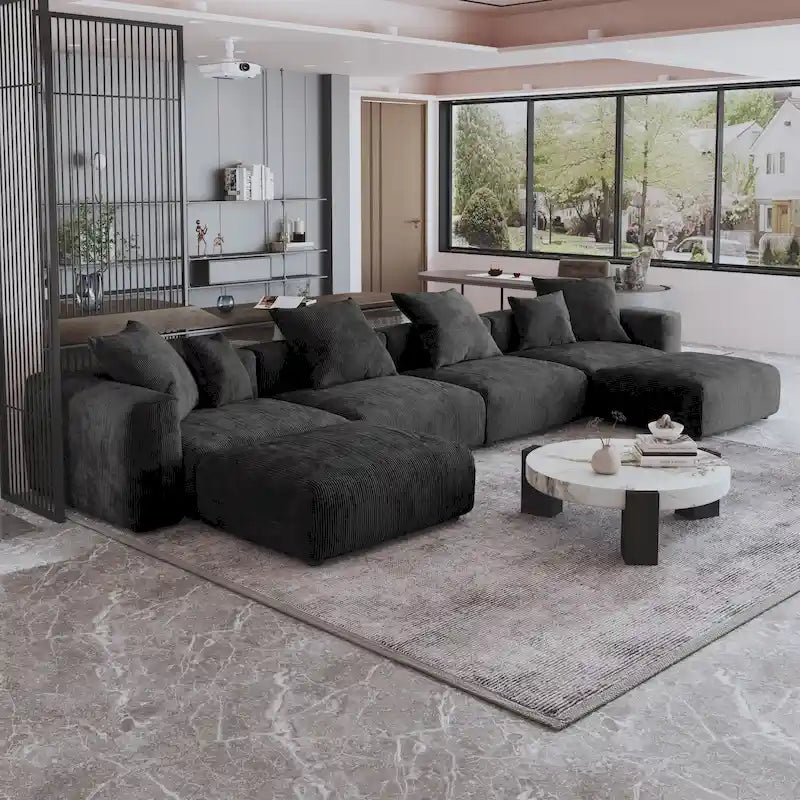 181 U-förmiges, umwandelbares modulares Sektionalsofa mit 2 Ottomanen