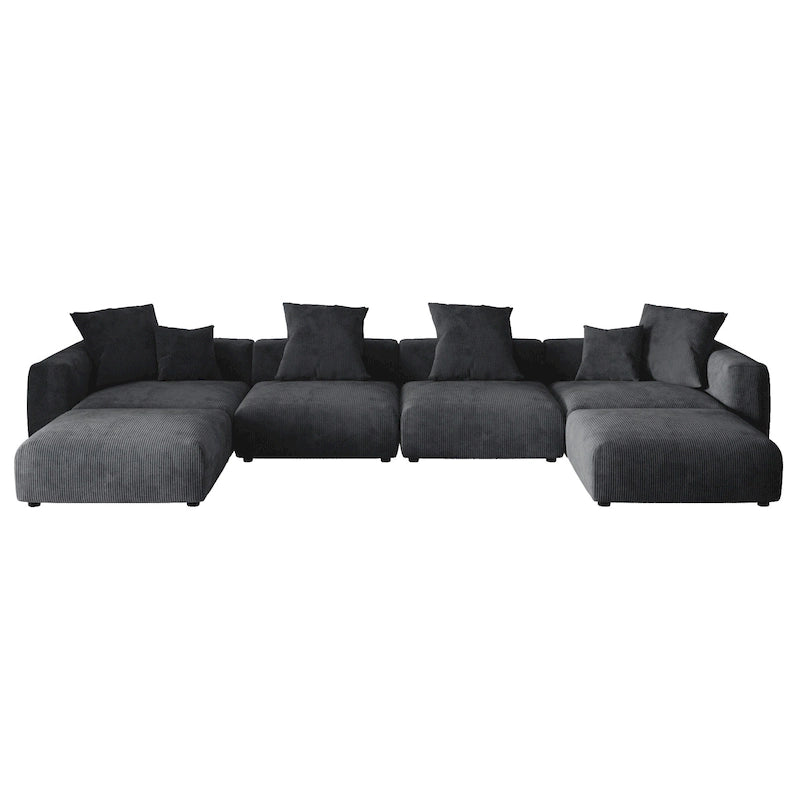 181 U-förmiges, umwandelbares modulares Sektionalsofa mit 2 Ottomanen