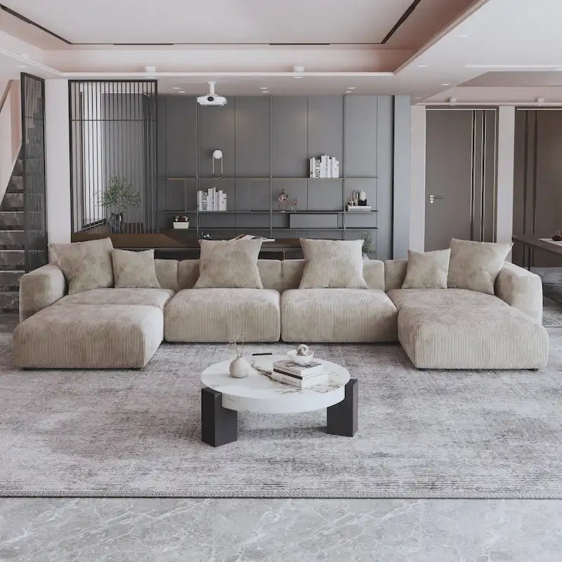 181 U-förmiges, umwandelbares modulares Sektionalsofa mit 2 Ottomanen
