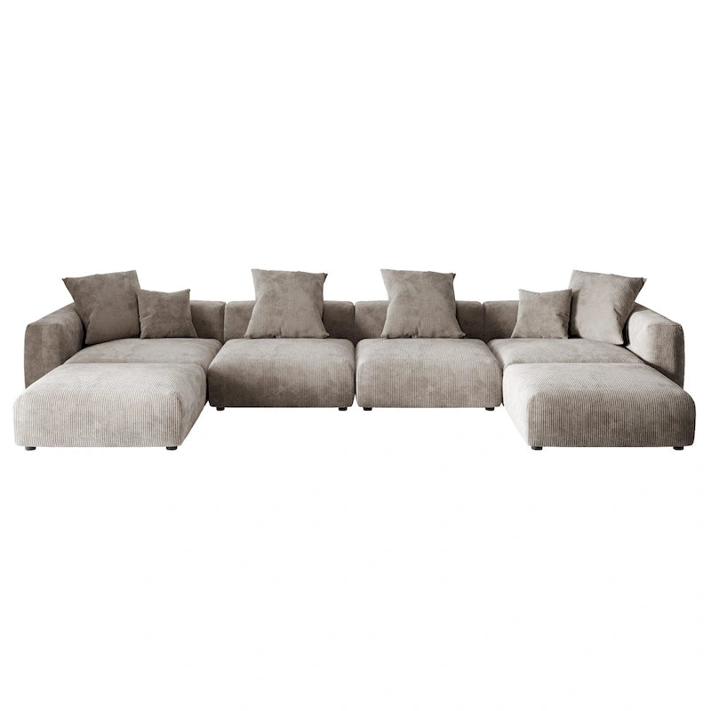 181 U-förmiges, umwandelbares modulares Sektionalsofa mit 2 Ottomanen