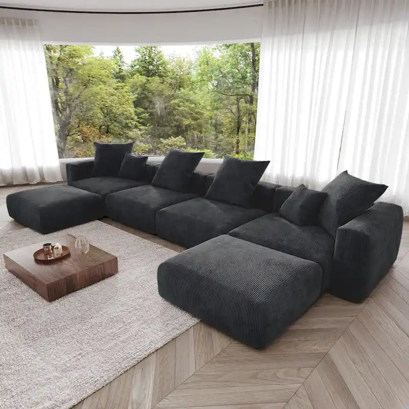 181.10 Sofa mit extra großem Schnitt, 6-teilig, aus Kordsamt