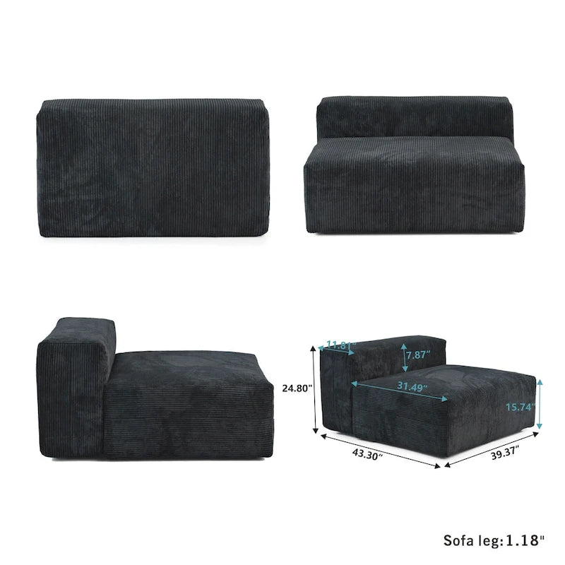 181.10 Sofa mit extra großem Schnitt, 6-teilig, aus Kordsamt