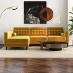 Ora Tufted Modernes Wohnzimmer-Ecksofa aus Samt