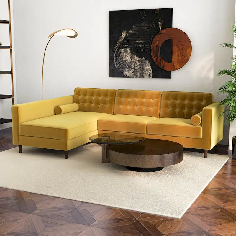 Ora Tufted Modernes Wohnzimmer-Ecksofa aus Samt