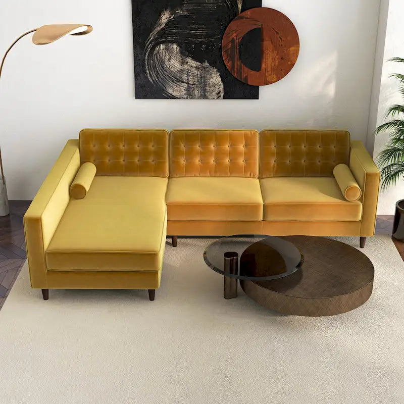 Ora Tufted Modernes Wohnzimmer-Ecksofa aus Samt