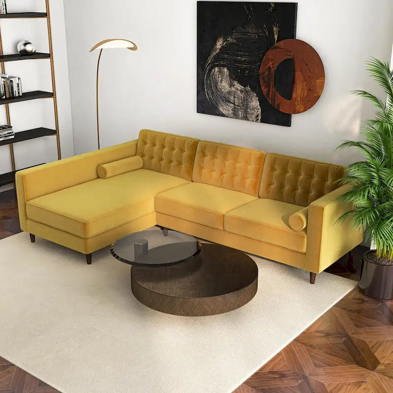 Ora Tufted Modernes Wohnzimmer-Ecksofa aus Samt