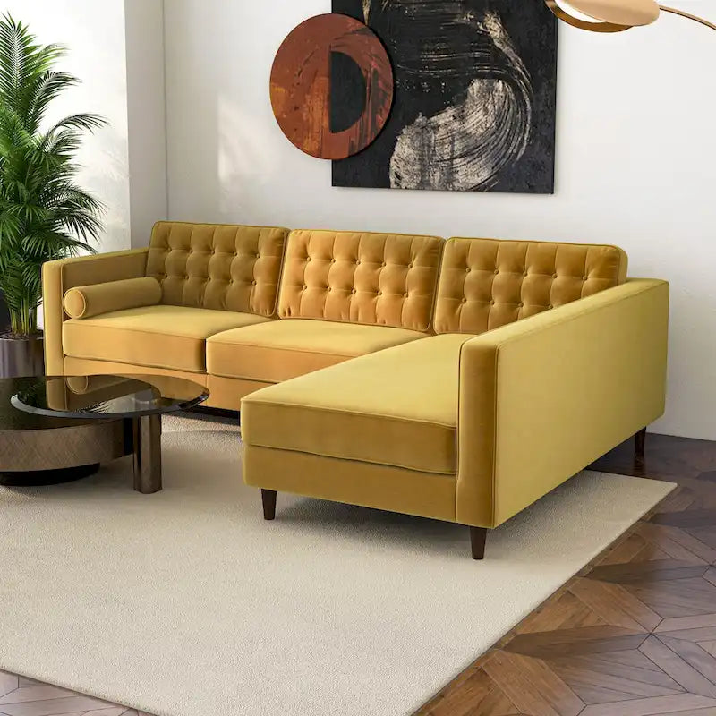 Ora Tufted Modernes Wohnzimmer-Ecksofa aus Samt
