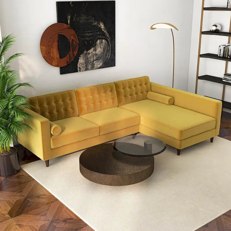 Ora Tufted Modernes Wohnzimmer-Ecksofa aus Samt