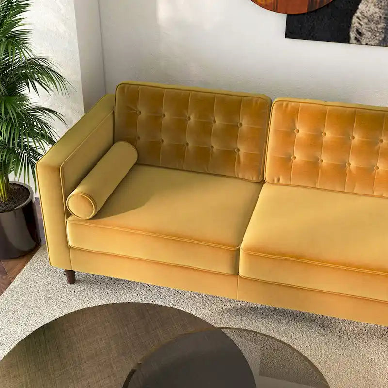 Ora Tufted Modernes Wohnzimmer-Ecksofa aus Samt