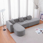 Modernes L-förmiges Bouclé-Sofa mit geschwungener Sitzfläche (linke Ausrichtung)