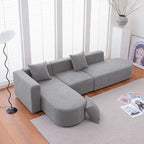 Modernes L-förmiges Bouclé-Sofa mit geschwungener Sitzfläche (linke Ausrichtung)