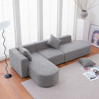 Modernes L-förmiges Bouclé-Sofa mit geschwungener Sitzfläche (linke Ausrichtung)