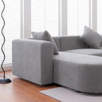 Modernes L-förmiges Bouclé-Sofa mit geschwungener Sitzfläche (linke Ausrichtung)