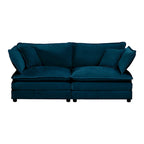 4-teiliges Polstersofa mit Ottomane, Blau