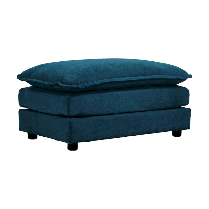 4-teiliges Polstersofa mit Ottomane, Blau