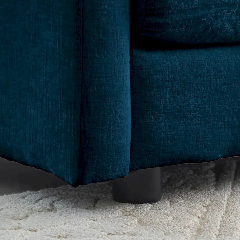 4-teiliges Polstersofa mit Ottomane, Blau