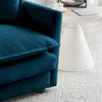 4-teiliges Polstersofa mit Ottomane, Blau