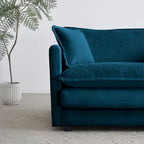 4-teiliges Polstersofa mit Ottomane, Blau