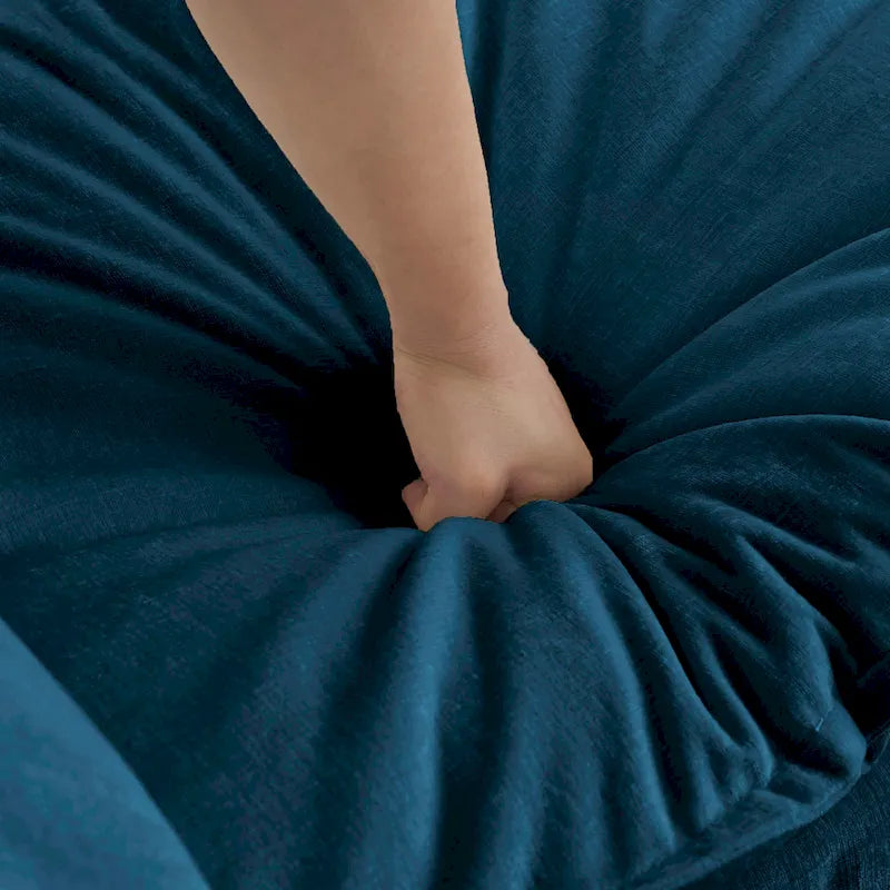 4-teiliges Polstersofa mit Ottomane, Blau