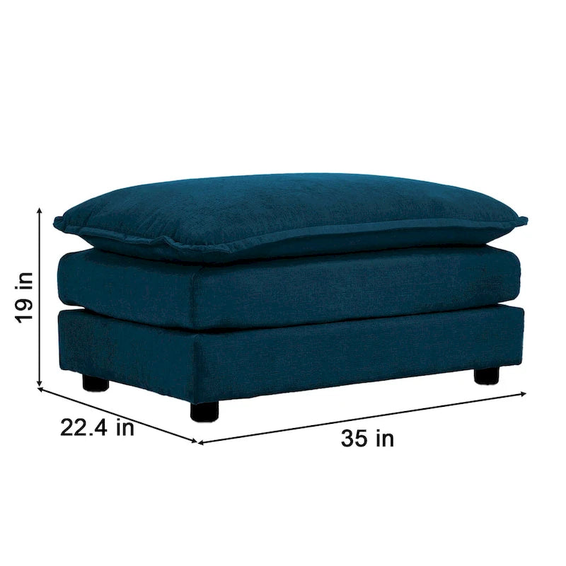 4-teiliges Polstersofa mit Ottomane, Blau