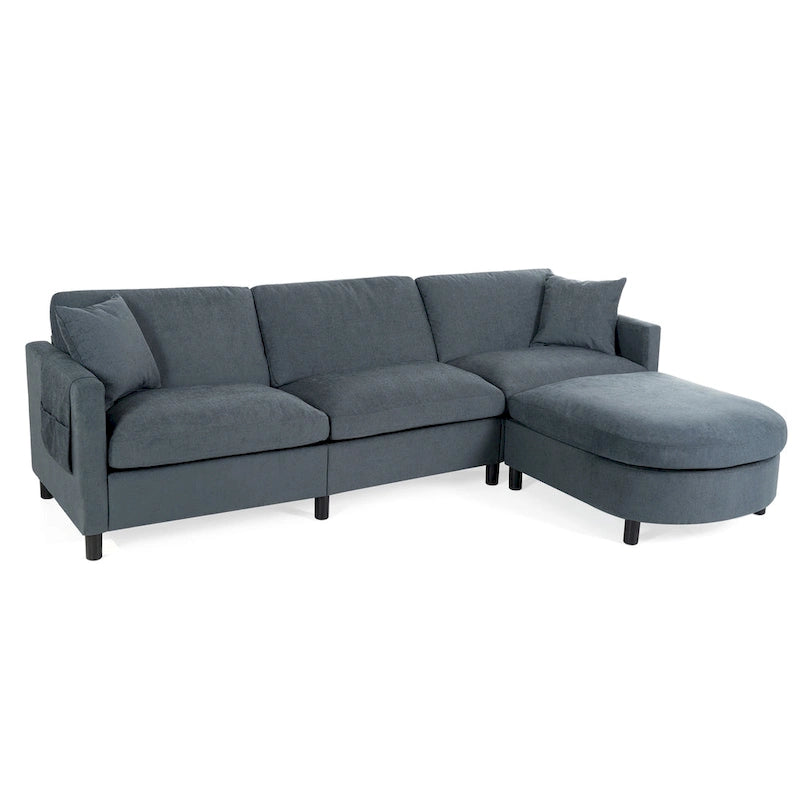107,87'Schnittsofa mit 1 Ottomane, abnehmbarem Sitzkissen und Rückenkissen