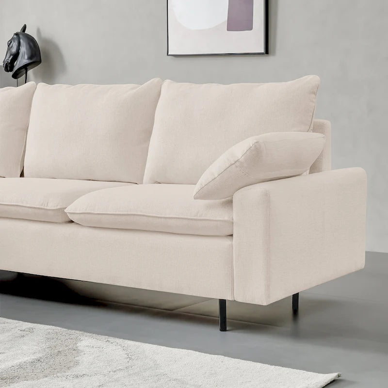 L-förmiges Sektionalsofa aus Leinen mit rechter Chaiselongue (linke Chaiselongue), Beige