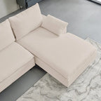 L-förmiges Sektionalsofa aus Leinen mit rechter Chaiselongue (linke Chaiselongue), Beige