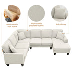 ```json
[
  {
    "type": "video",
    "content": "VIDEO provided"
  },
  {
    "type": "text",
    "content": "[Neu] 108*85.5 Modernes U-förmiges Ecksofa, 7-Sitzer Stoff Ecksofa-Set mit 3 Kissen für Wohnzi"
  }
]
```
