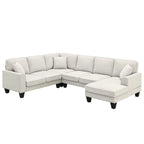 ```json
[
  {
    "type": "video",
    "content": "VIDEO provided"
  },
  {
    "type": "text",
    "content": "[Neu] 108*85.5 Modernes U-förmiges Ecksofa, 7-Sitzer Stoff Ecksofa-Set mit 3 Kissen für Wohnzi"
  }
]
```