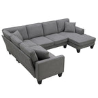 ```json
[
  {
    "type": "video",
    "content": "VIDEO provided"
  },
  {
    "type": "text",
    "content": "[Neu] 108*85.5 Modernes U-förmiges Ecksofa, 7-Sitzer Stoff Ecksofa-Set mit 3 Kissen für Wohnzi"
  }
]
```