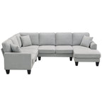 ```json
[
  {
    "type": "video",
    "content": "VIDEO provided"
  },
  {
    "type": "text",
    "content": "[Neu] 108*85.5 Modernes U-förmiges Ecksofa, 7-Sitzer Stoff Ecksofa-Set mit 3 Kissen für Wohnzi"
  }
]
```