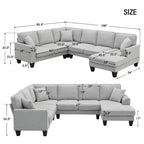 ```json
[
  {
    "type": "video",
    "content": "VIDEO provided"
  },
  {
    "type": "text",
    "content": "[Neu] 108*85.5 Modernes U-förmiges Ecksofa, 7-Sitzer Stoff Ecksofa-Set mit 3 Kissen für Wohnzi"
  }
]
```