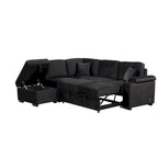 87,4 Schlafsofa, 2 in 1 Ausziehbares Schlafsofa L-Form mit Stauraum-Ottomane für Wohnzimmer, Schlafzimmer und kleine Wohnungen