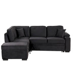 87,4 Schlafsofa, 2 in 1 Ausziehbares Schlafsofa L-Form mit Stauraum-Ottomane für Wohnzimmer, Schlafzimmer und kleine Wohnungen