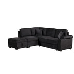 87,4 Schlafsofa, 2 in 1 Ausziehbares Schlafsofa L-Form mit Stauraum-Ottomane für Wohnzimmer, Schlafzimmer und kleine Wohnungen