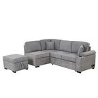 87,4 Schlafsofa, 2 in 1 Ausziehbares Schlafsofa L-Form mit Stauraum-Ottomane für Wohnzimmer, Schlafzimmer und kleine Wohnungen