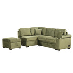 87,4 Schlafsofa, 2 in 1 Ausziehbares Schlafsofa L-Form mit Stauraum-Ottomane für Wohnzimmer, Schlafzimmer und kleine Wohnungen