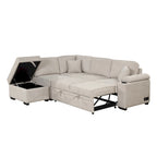 87,4 Schlafsofa, 2 in 1 Ausziehbares Schlafsofa L-Form mit Stauraum-Ottomane für Wohnzimmer, Schlafzimmer und kleine Wohnungen