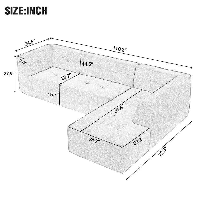110.2*72.8 Modulare Wohnzimmer-Sofagarnitur, modern-minimalistisches Sofa, Wohnzimmer-Polsterschlafsofa, Schlafzimmer,
