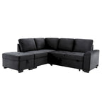 Schlafsofa, Ecksofa in L-Form mit Stauraum-Ottomane und verstecktem Armlehnen-Stauraum sowie USB-Ladefunktion für Wohnzimmer Ap