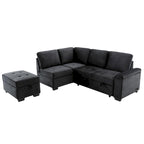 Schlafsofa, Ecksofa in L-Form mit Stauraum-Ottomane und verstecktem Armlehnen-Stauraum sowie USB-Ladefunktion für Wohnzimmer Ap