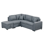 Schlafsofa, Ecksofa in L-Form mit Stauraum-Ottomane und verstecktem Armlehnen-Stauraum sowie USB-Ladefunktion für Wohnzimmer Ap